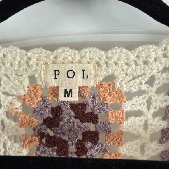 POL Crochet Granny Motif Cardigan in Cream with Lavender, Brown & Peach Accents - Picture 3 of 9